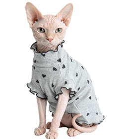 Heart-Pattern Soft Comfortable Clothing for Hairless Cats