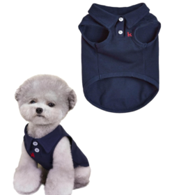 Embroidered Polo-Collar Soft Comfortable Matching-Style Pet T-Shirt