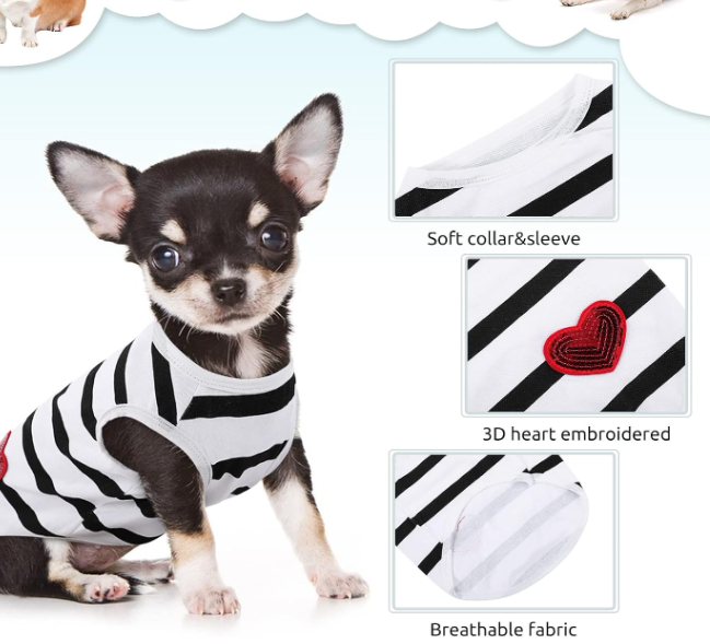 Summer Pure Cotton Striped Pet T-Shirt - Image 2