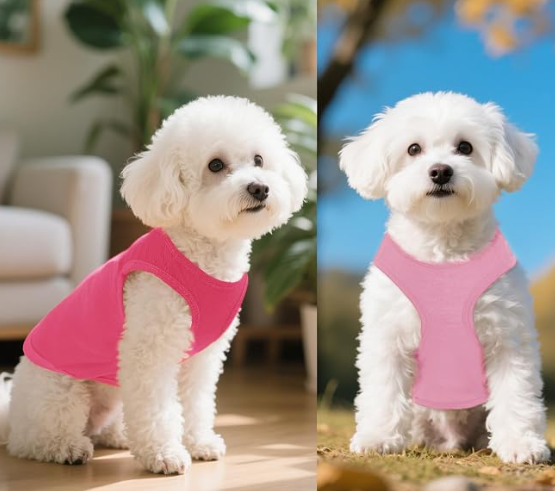 Summer Sleeveless Solid-Color Cat & Dog Vest 4-Piece Set