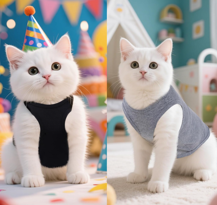 Summer Sleeveless Striped/Solid-Color Cat & Dog Vest 3-Piece Set - Image 2