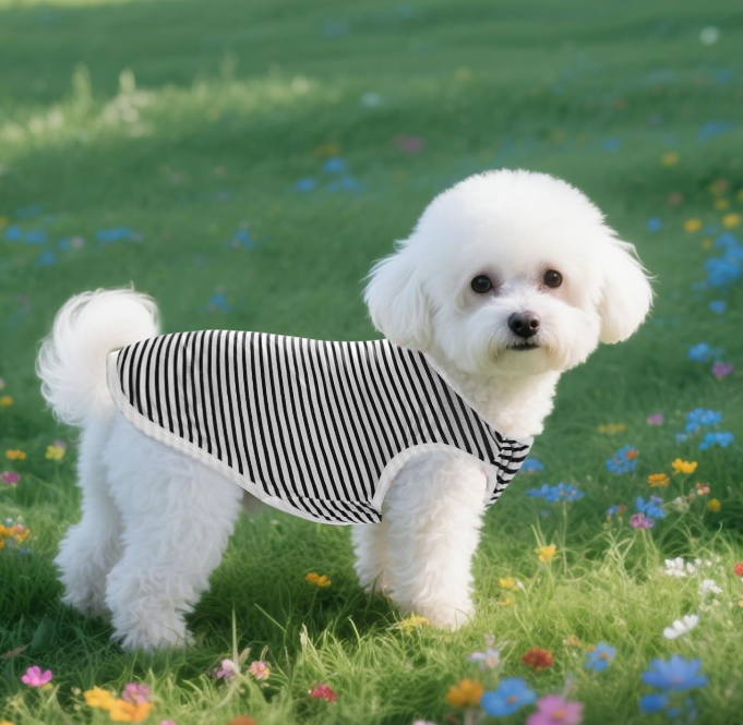 Summer Sleeveless Striped/Solid-Color Cat & Dog Vest 3-Piece Set