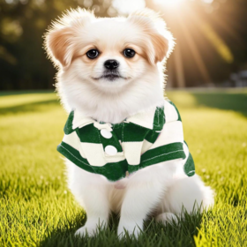 Striped-Collar Summer Button-Style Dog Polo Shirt