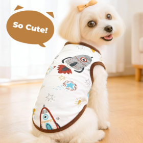 Cartoon-Print Pure Cotton Breathable Sleeveless Pet Vest