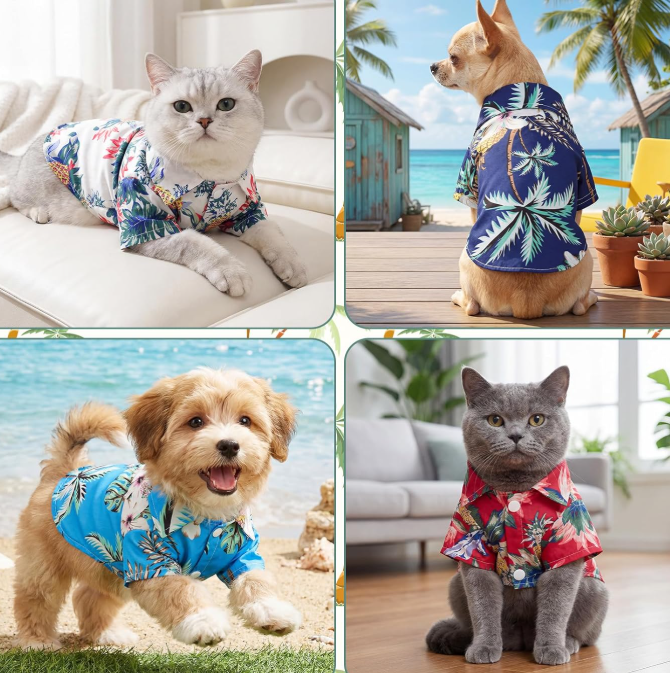 Summer Dog Shirt 4-Piece Set