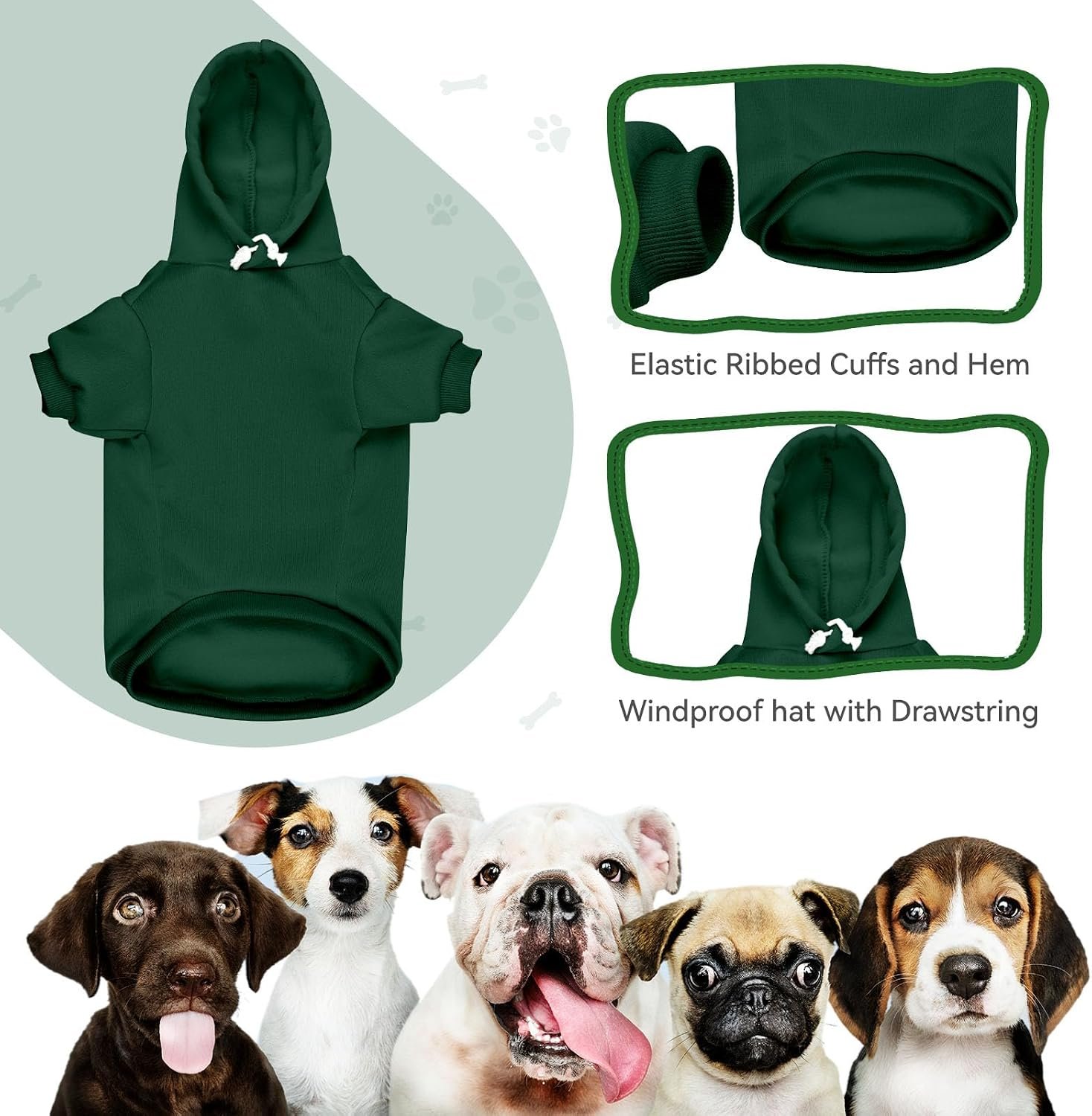 Solid-Color Soft Fleece Hooded Pet Outfit With Pockets - Image 2