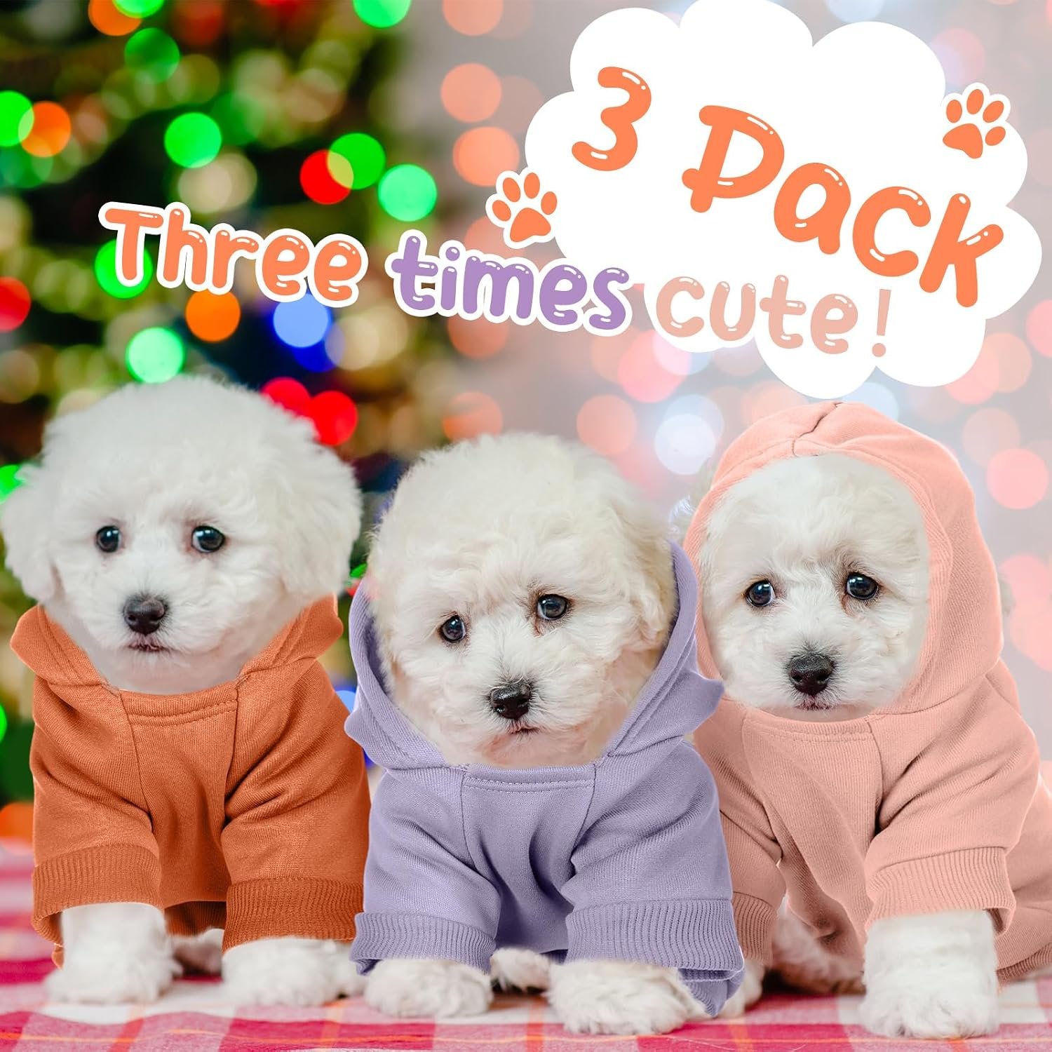 Warm Soft Hooded Pet Sweatshirt Set (3-Piece) With Pockets - Image 2