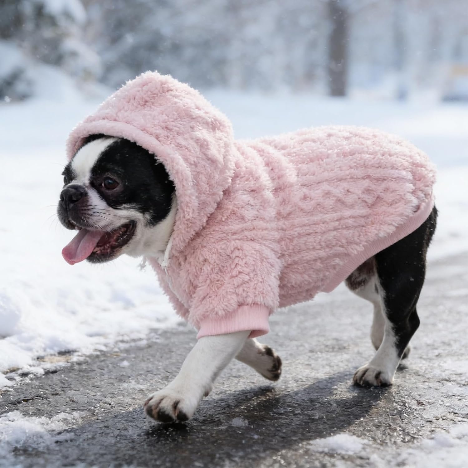Warm Faux-Sherpa Hooded Pet Jacket