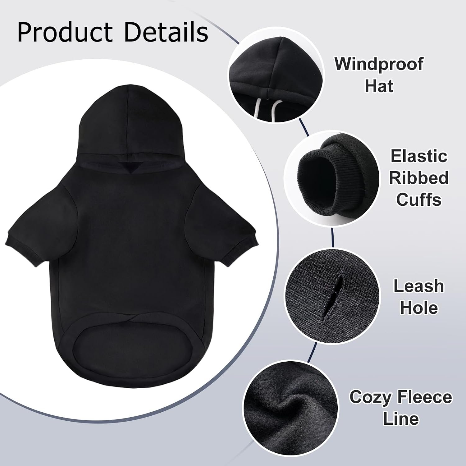 Soft And Comfortable Hooded Pet Sweatshirt With Leash Hole - Image 2