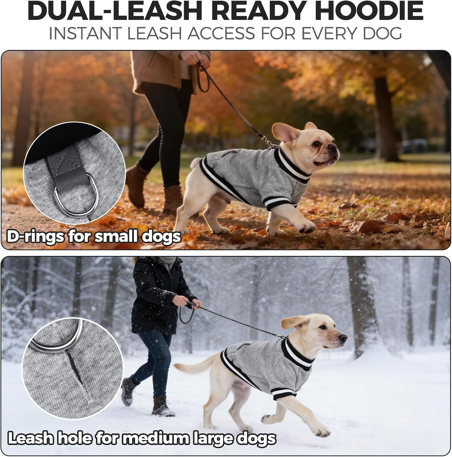 Thickened Fleece-Lined Hooded Sweatshirt With Leash Hole - Image 2
