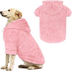 Warm Fleece-Lined Hooded Pet Sweatshirt With Pockets