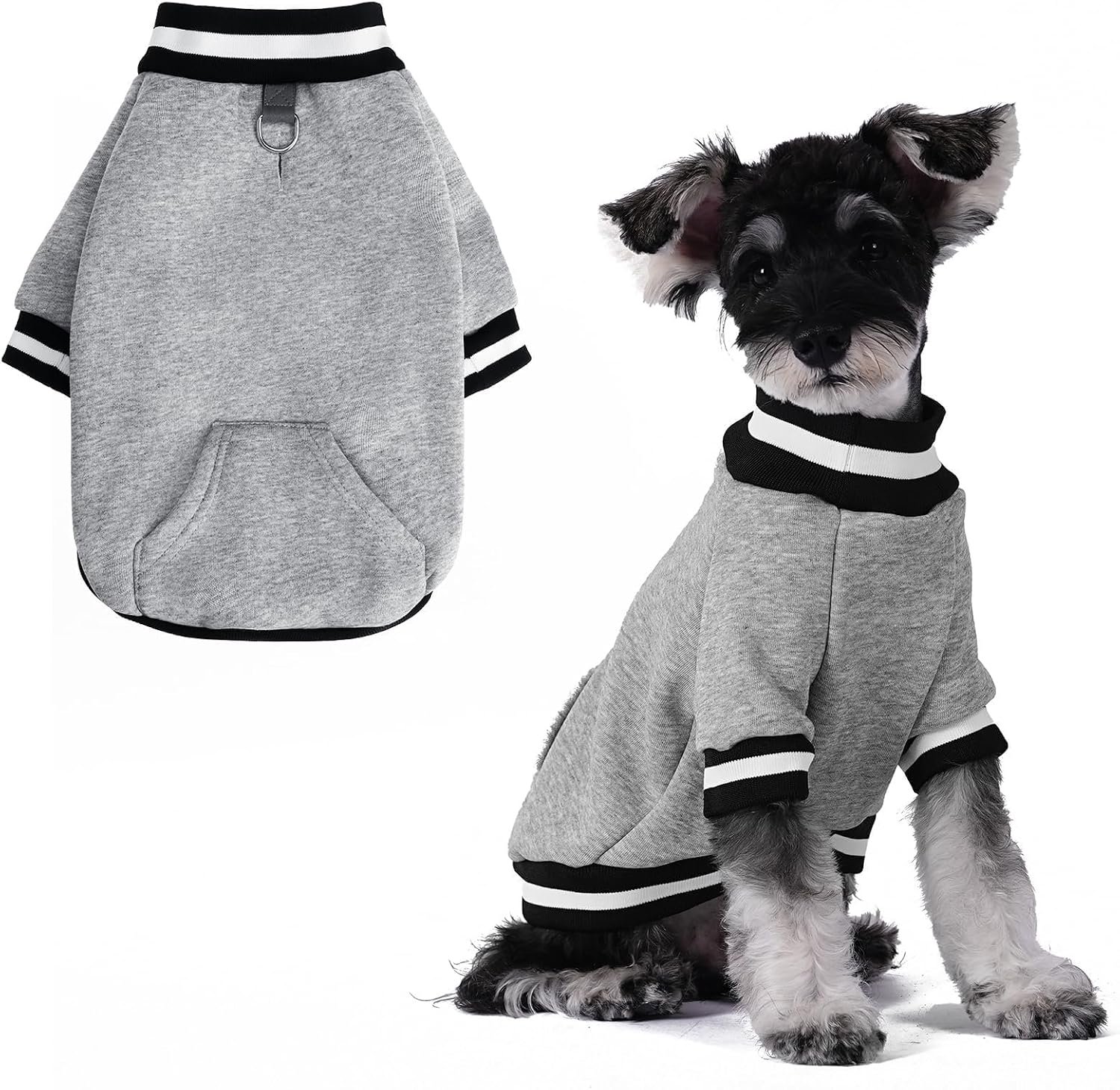 Thickened Fleece-Lined Hooded Sweatshirt With Leash Hole