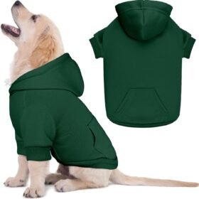 Solid-Color Soft Fleece Hooded Pet Outfit With Pockets