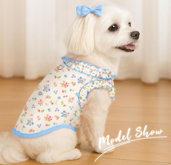 Ruffle-Cuff Breathable Stretchy Pet T-Shirt (2-Piece Set)
