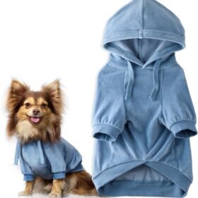 Organic Cotton Fleece-Lined Denim-Look Hooded Pet Jacket