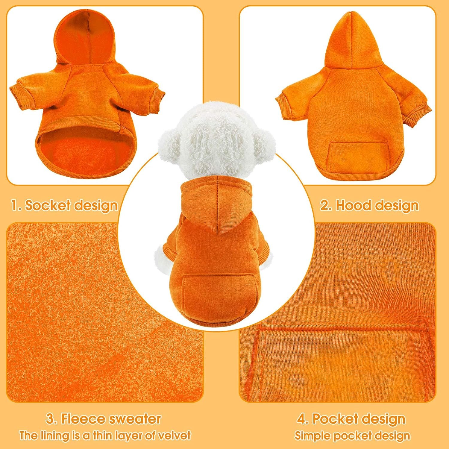 Warm Cotton Hooded Pet Winter Outfit Set (2-Piece) With Pockets - Image 2